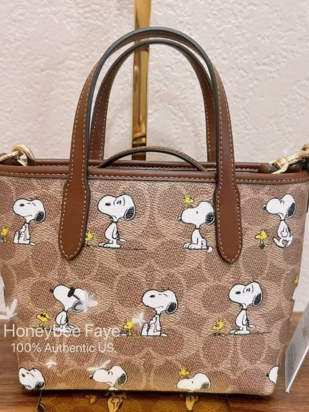 Coach X Peanuts City Mini Tote Bag In Signature Canvas With Snoopy Print CBS83